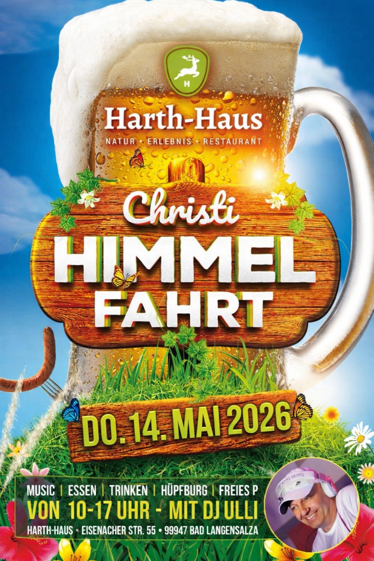 Plakat: Christi Himmelfahrt im Harth-Haus